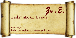 Zsámboki Ernő névjegykártya